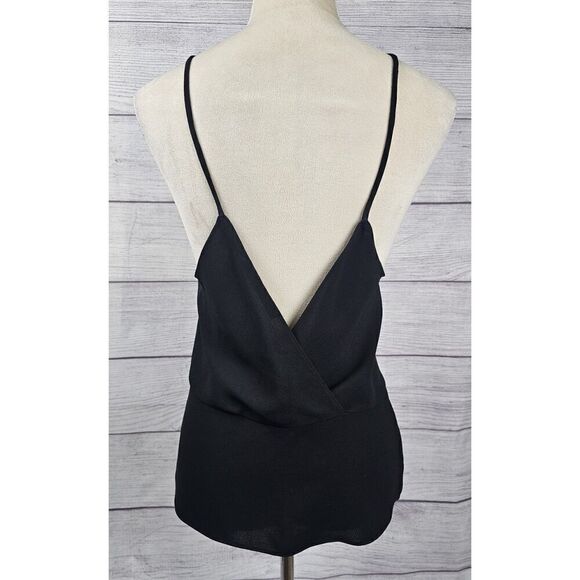Zara Women Asymmetrical Cami V-Neck Top Black Size Small - Picture 3 of 6